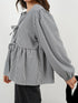 'Adalet' Linen Look Tie Front Smock Blouse - Celes Fashion